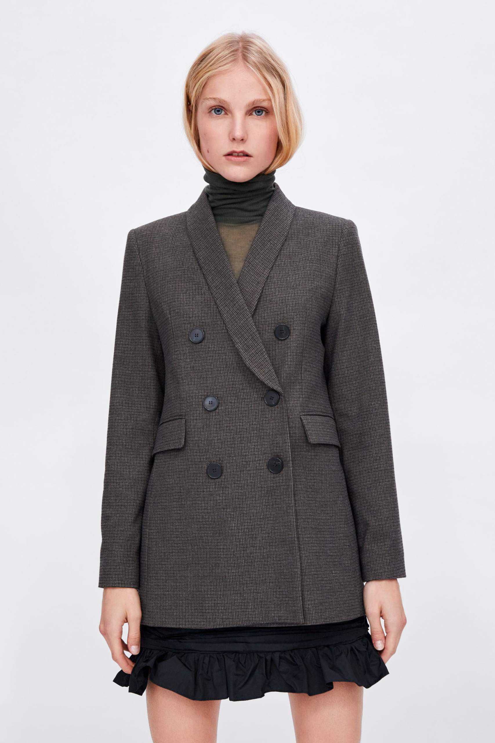 Check blazer with contrast buttons